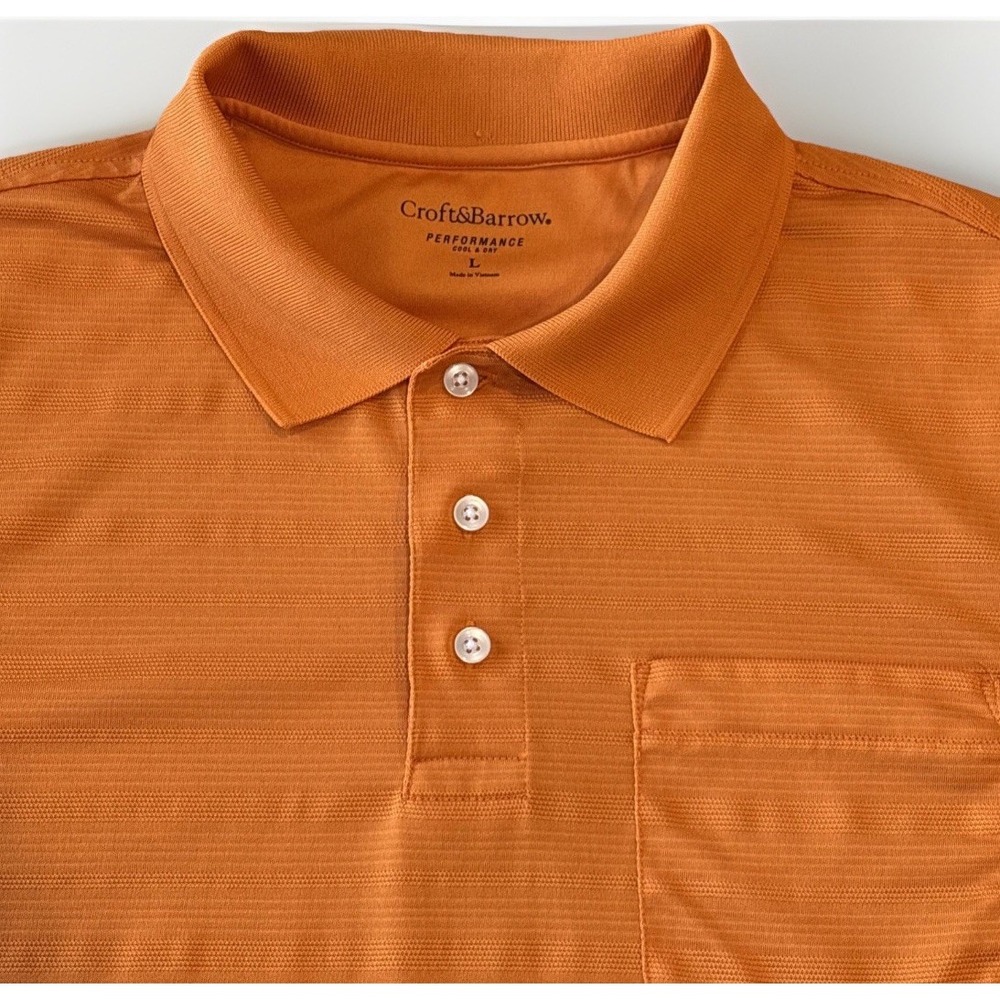 Croft & Barrow Men's L Short Sleeve Orange Performance Polo Cool & Dry Golf Top